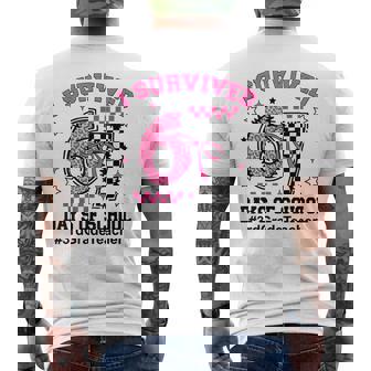 I Survived 67 Days Leopard Checkered 6 7 3rd Grade Teacher Men's Back Print T-Shirt | Mazezy