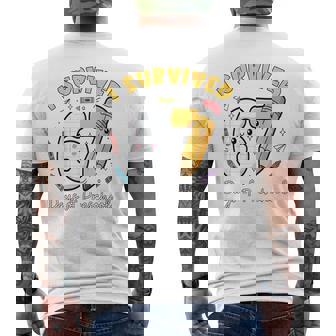 I Survived 67 Days Of Preschool Students Teachers 100th Days Men's Back Print T-Shirt | Mazezy