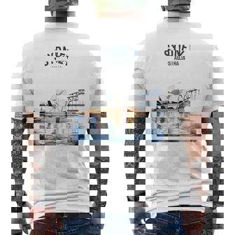 Sydney Australia Vintage Watercolor Scenic Nature Travel Men's Back Print T-Shirt | Mazezy