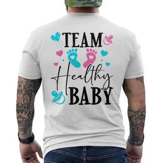 Team Healthy Baby Gender Reveal Party Men's T-shirt Back Print - Monsterry