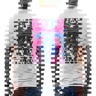 Both Teams Bisexual Bi Pride Flag LGBTQ Coquette Bow Men's Back Print T-Shirt | Mazezy