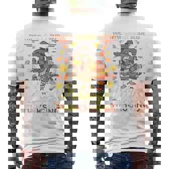 Thankful Grateful Blessed Turkey Gobble Happy Thanksgiving Tri-Blend Men's T-shirt Back Print - Monsterry