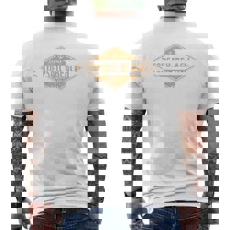 Topsail Beach North Carolina Souvenir Vacation Vintage Badge Men's Back Print T-Shirt | Mazezy