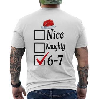 Trendy 6-7 Meme Nice Naughty 67 Christmas Graphic Men's T-shirt Back Print - Thegiftio UK