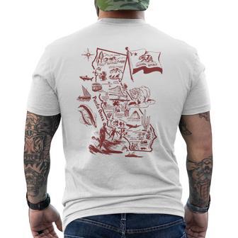 Trendy California Republic Landmarks Map Outlineintage メンズTシャツ バックプリント - Kawaiitshirt
