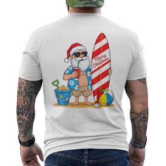 Tropical Santa Merry Christmas Beach Vibes For Boys Men's T-shirt Back Print - Thegiftio