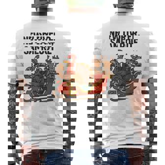 Turkey Santa Sleigh Thanksgiving Christmas Novelty Men's Back Print T-Shirt | Mazezy