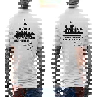 Turn The Volume Up New York City Skyline NYC Pride Statement Men's Back Print T-Shirt | Mazezy