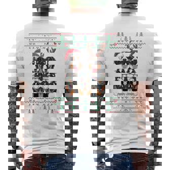 Ugly Xmas Lights Bernese Mountain Dog Christmas Sweater Tri-Blend Men's T-shirt Back Print | Seseable CA