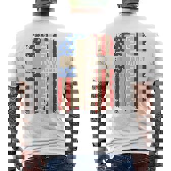 USA Flag God Family Country Patriotic Christian Faith Cross Men's Back Print T-Shirt | Mazezy