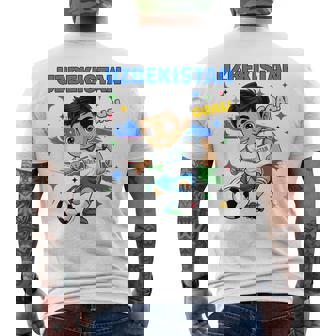 Uzbekistan Kid Goal Cartoon Uzbekistan Flag For Kids Men's Back Print T-Shirt | Mazezy