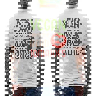 Vegan From My Head Tomatoes Vegetable Tomato Vegan Men's Back Print T-Shirt | Mazezy