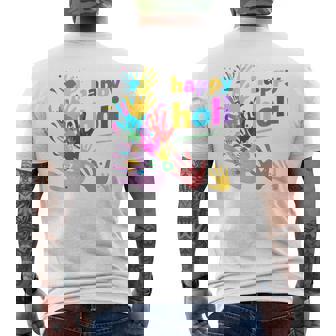 Vibrant Happy Holi メンズTシャツ バックプリント - Kawaiitshirt