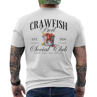 Vintage Crawfish Boil Social Club Pinch Peel Eat Repeat Men's T-shirt Back Print - Monsterry