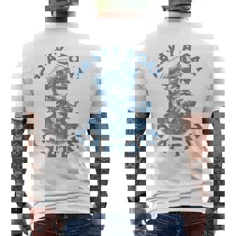 Vintage Gravy Boat Captain Thanksgiving Men's Back Print T-Shirt | Mazezy