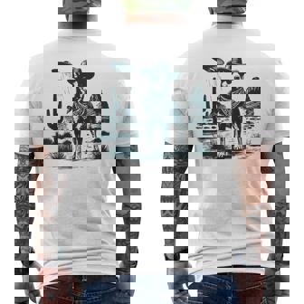 Vintage Heeler UFO Western Cowboy Australian Cattle Dog Dad Men's Back Print T-Shirt | Mazezy