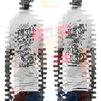 Vintage North Pole Rodeo Cowboy Santa Country Christmas Men's T-shirt Back Print - Thegiftio