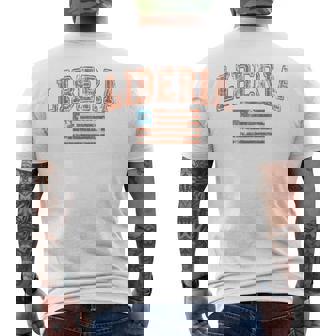 Vintage Retro Faded Liberia Flag Liberian Pride Men's Back Print T-Shirt | Mazezy