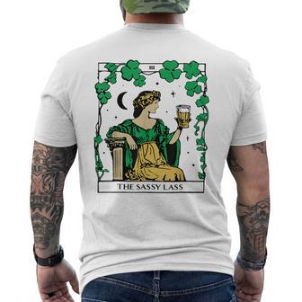 Vintage Saint Patrick's Day The Sassy Lass Tarot Card Men's T-shirt Back Print - Thegiftio UK