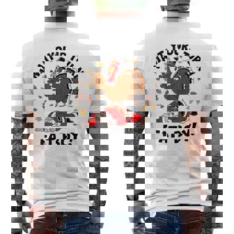 Wait Your Turn Fat Boy Thanksgiving Christmas Men's T-shirt Back Print - Thegiftio