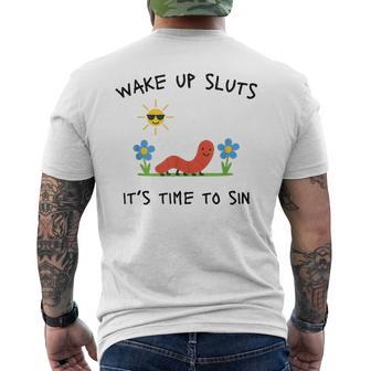 Wake Up Sluts It's Time To Sin Animal Meme Men's T-shirt Back Print - Thegiftio UK