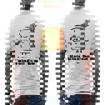 Walking Bread Pun Men's Back Print T-Shirt | Mazezy