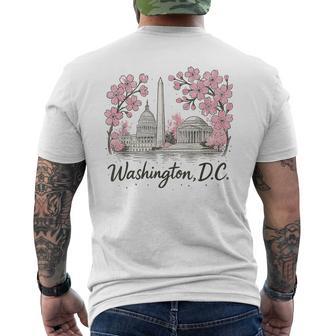 Washington Dc Landmarks Cherry Blossoms Souvenir Men's T-shirt Back Print | Mazezy