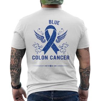 I Wear Blue For Colon Cancer Awareness Men's T-shirt Back Print - Thegiftio UK
