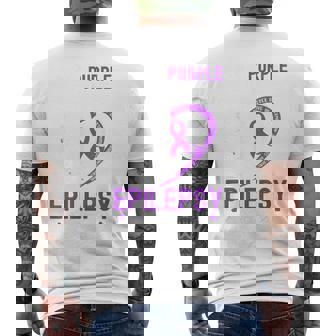 I Wear Purple For Me Epilepsy Awareness Month Heart Warrior Men's T-shirt Back Print - Thegiftio