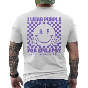 I Wear Purple For Epilepsy Awareness Smile Face Epilepsy Men's T-shirt Back Print - Seseable