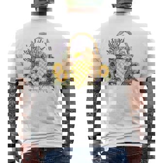 Wicker Picnic Basket With Bread And Lavender T Shirt Men's Back Print T-Shirt | Mazezy