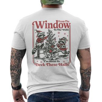 From The Windows To The Walls Retro Raccoon Christmas Men's T-shirt Back Print - Thegiftio UK