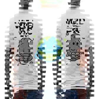 World Peas Pun Peace With Cute Earth And Pea Pod Men's Back Print T-Shirt - Monsterry