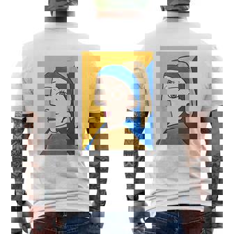 《バックプリント・背中側》【ピカソ風】真珠の耳飾りの少女／フェルメール（パロディ）【世界の名画】面白い メンズTシャツ バックプリント - Kawaiitshirt