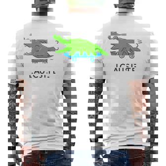 【バックプリント・背中側】楽して行こうワニ（Lacusite）スケボー【変なデザイン屋さん】ブランド パロディ 面白い メンズTシャツ バックプリント - Kawaiitshirt