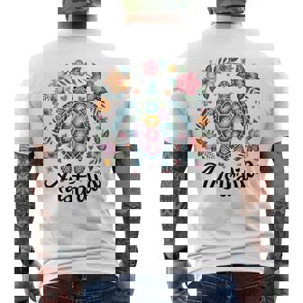 かわいいウミガメオーストラリア、楽しいトロピカルフラワーとハート メンズTシャツ バックプリント - Kawaiitshirt