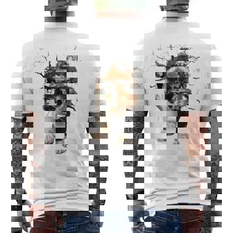 その壁を打ち破れ 三毛猫 福猫 面白 メンズTシャツ バックプリント - Kawaiitshirt