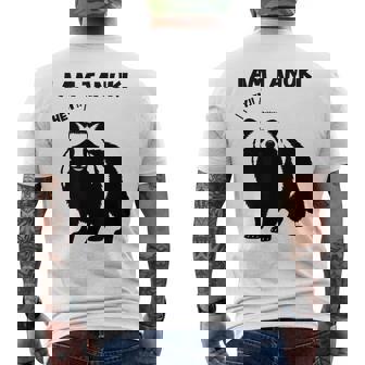 たぬきのシルエット I Am Tanuki おもしろ ユニーク 白黒 アニマル かわいい動物 狸 タヌキ 野生動物 メンズTシャツ バックプリント - Kawaiitshirt