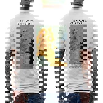 ひまわりと黒猫のヴィンテージアート 猫好き 猫飼い 猫 ネコ ねこくろねこ好き 面白い メンズTシャツ バックプリント - Kawaiitshirt