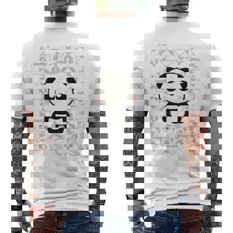 やさしく目立つパンダ ほっこり癒しのパンダイラスト メンズTシャツ バックプリント - Kawaiitshirt
