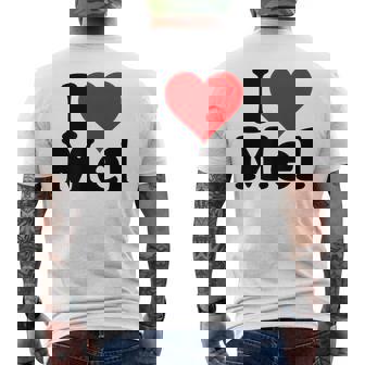 アイ・ラブ・ハート・メル・メルビン・メラニー・メリンダ・メリッサ・メロディ メンズTシャツ バックプリント - Kawaiitshirt