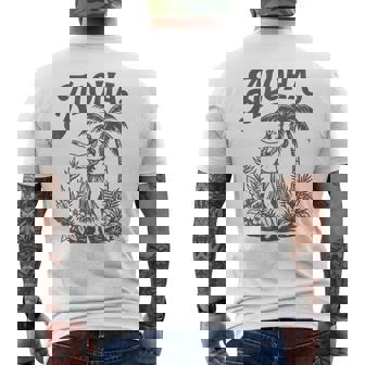 アロハ レトロ ハワイ ヤシの木 ルアウ ダンサー シルエット トロピカル メンズTシャツ バックプリント - Kawaiitshirt