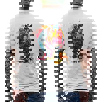 カバ 動物 カラフル グラフィック 抽象 アート 絵画 カバ メンズTシャツ バックプリント - Kawaiitshirt