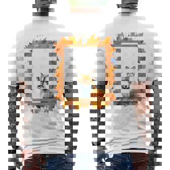 キツネ アニマル柄 モチーフ 紅葉 イラスト 自然 狐 メンズTシャツ バックプリント - Kawaiitshirt