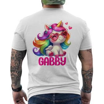 ギャビーユニコーン 名前入りデザイン メンズTシャツ バックプリント - Kawaiitshirt