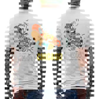 シカゴホットドッグ ストリートフード ホットドッグ マスタード付き メンズTシャツ バックプリント - Kawaiitshirt