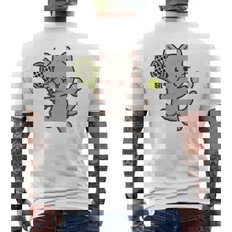 テニスをする猫。かわいいスポーツ猫。 メンズTシャツ バックプリント - Kawaiitshirt