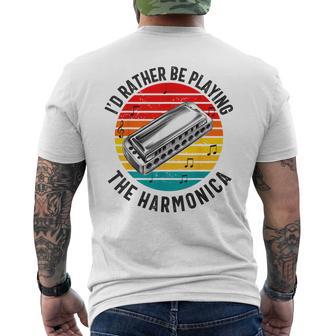 ハーモニカプレーヤー メンズ レディース ファニー ハーモニスト ハーピスト メンズTシャツ バックプリント - Kawaiitshirt