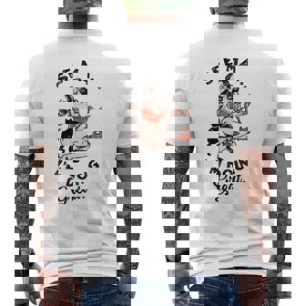 ファニー タトゥー ロカビリー ピンナップ ウィスキー 猫と一緒に飲む メンズTシャツ バックプリント - Kawaiitshirt