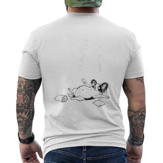 モテるデブ パピヨン グッズ ぽっちゃり 犬 おもしろ 面白い ネタ 笑える 和風 メンズTシャツ バックプリント - Kawaiitshirt